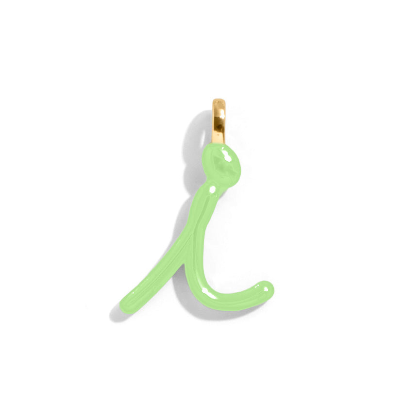 Custom Matcha  Green Enamel Script Letter Charm - I-Blues Comming