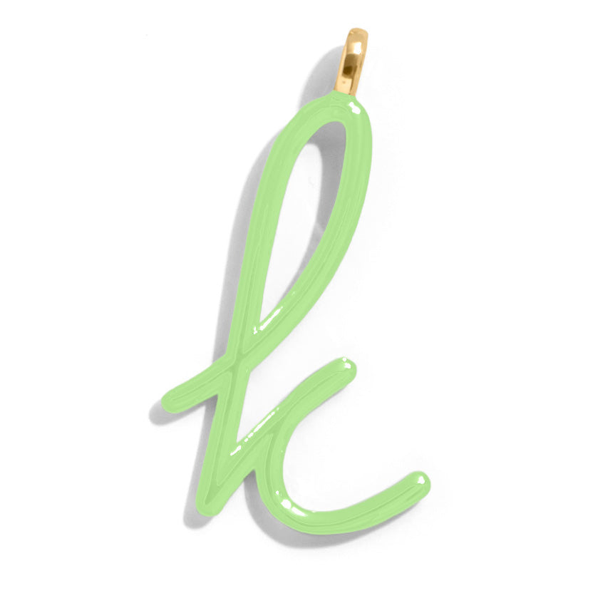 Custom Matcha Green Enamel Script Letter Charm - K-Blues Comming