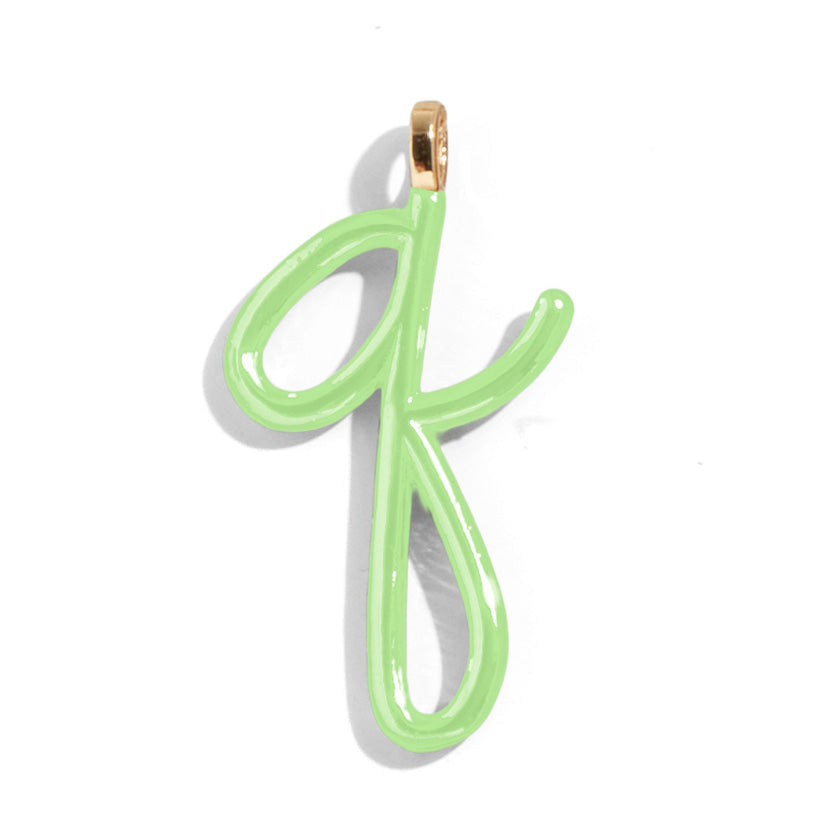Custom Matcha Green Enamel Script Letter Charm - Q-Blues Comming