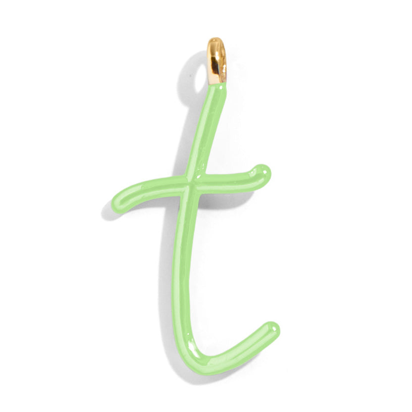 Custom Matcha Green Enamel Script Letter Charm - T-Blues Comming