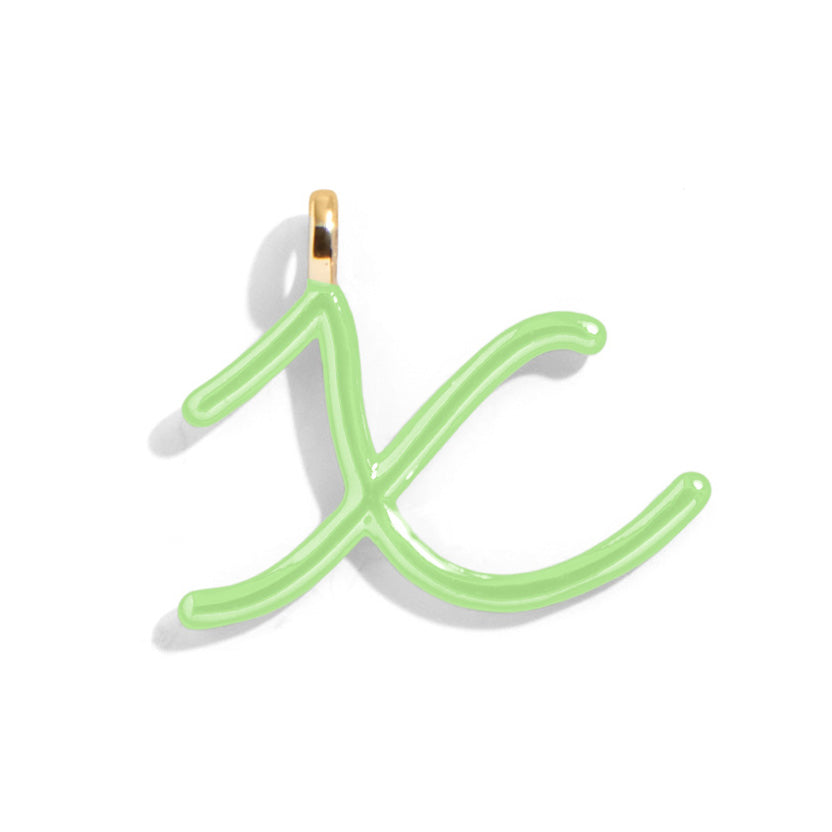 Custom Matcha Green Enamel Script Letter Charm - X-Blues Comming