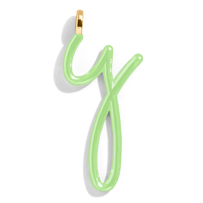 Custom Matcha Green  Enamel Script Letter Charm - Y-Blues Comming
