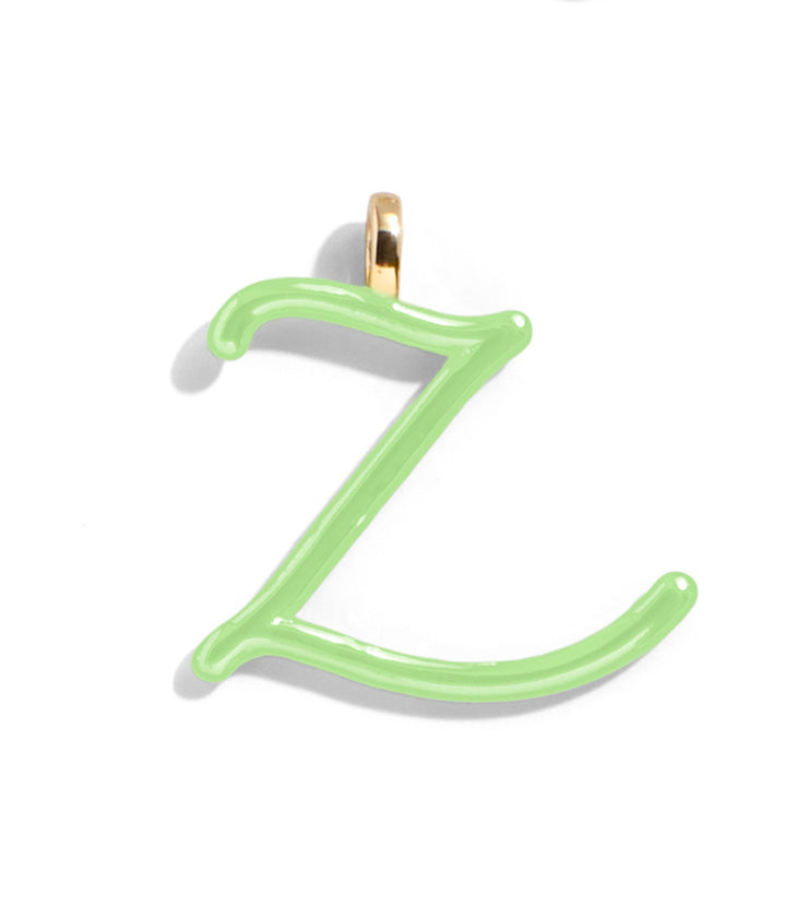 Custom Matcha Green Enamel Script Letter Charm - Z-Blues Comming