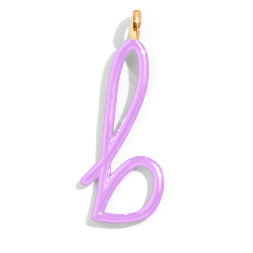 Custom Lilac Enamel Script Letter Charm - B-Blues Comming