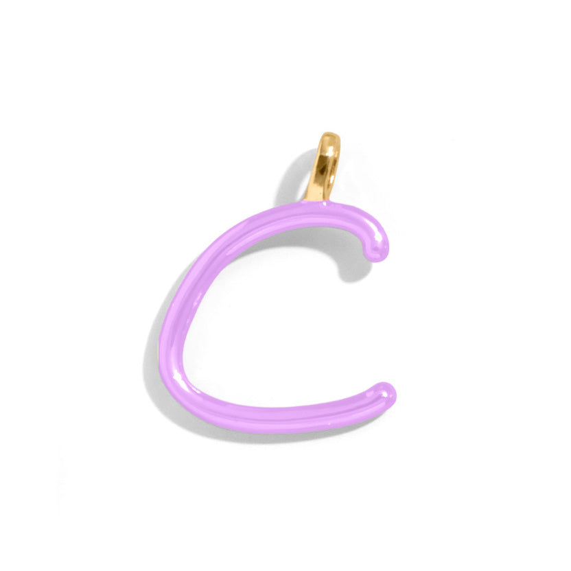 Custom Lilac Enamel Script Letter Charm - C-Blues Comming