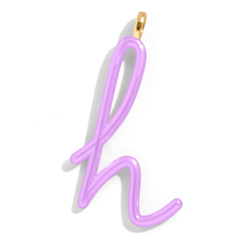 Custom Lilac Enamel Script Letter Charm - H-Blues Comming