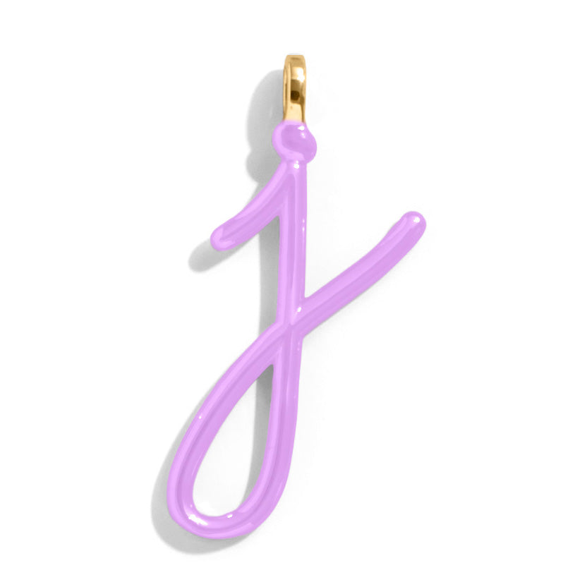 Custom Lilac Enamel Script Letter Charm - J-Blues Comming