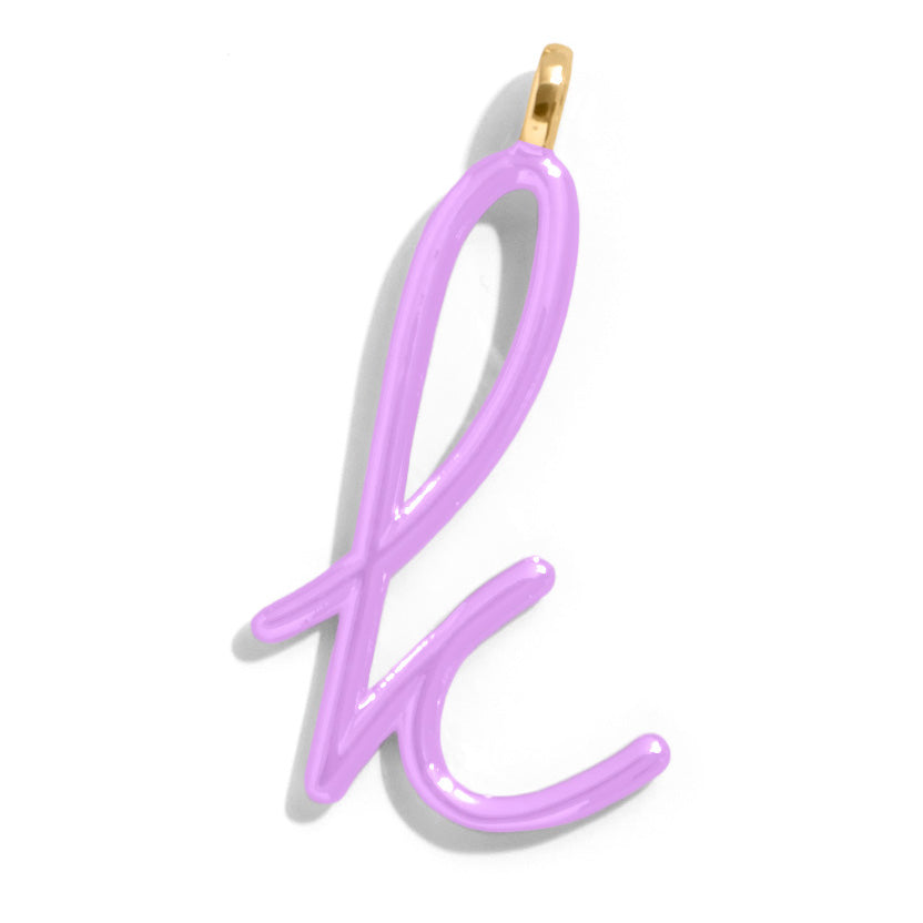 Custom Lilac Enamel Script Letter Charm - K-Blues Comming