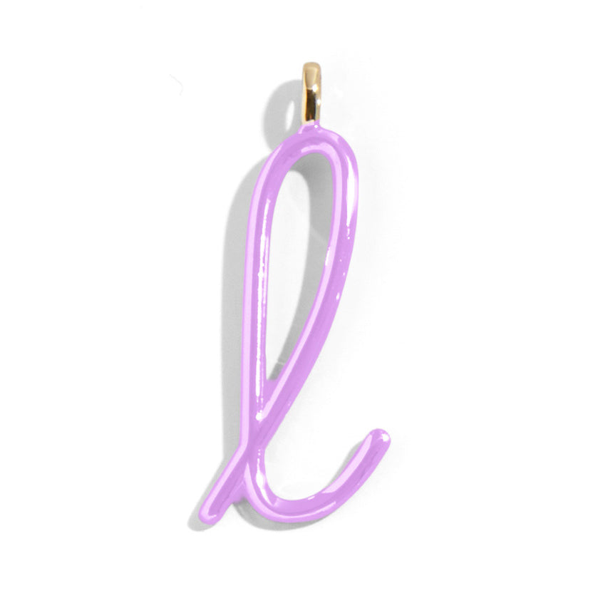 Custom Lilac Enamel Script Letter Charm - L-Blues Comming