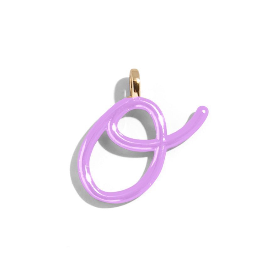 Custom Lilac Enamel Script Letter Charm - O-Blues Comming