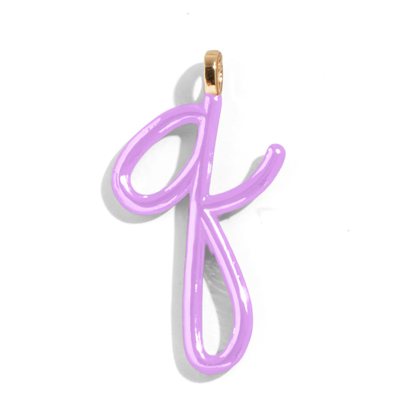 Custom Lilac Enamel Script Letter Charm - Q-Blues Comming