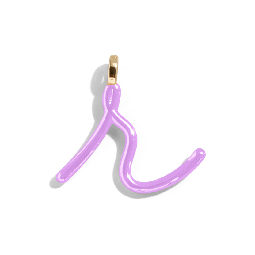 Custom Lilac Enamel Script Letter Charm - R-Blues Comming