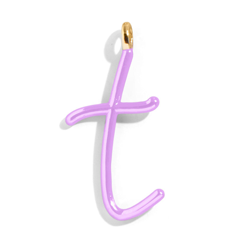 Custom Lilac Enamel Script Letter Charm - T-Blues Comming