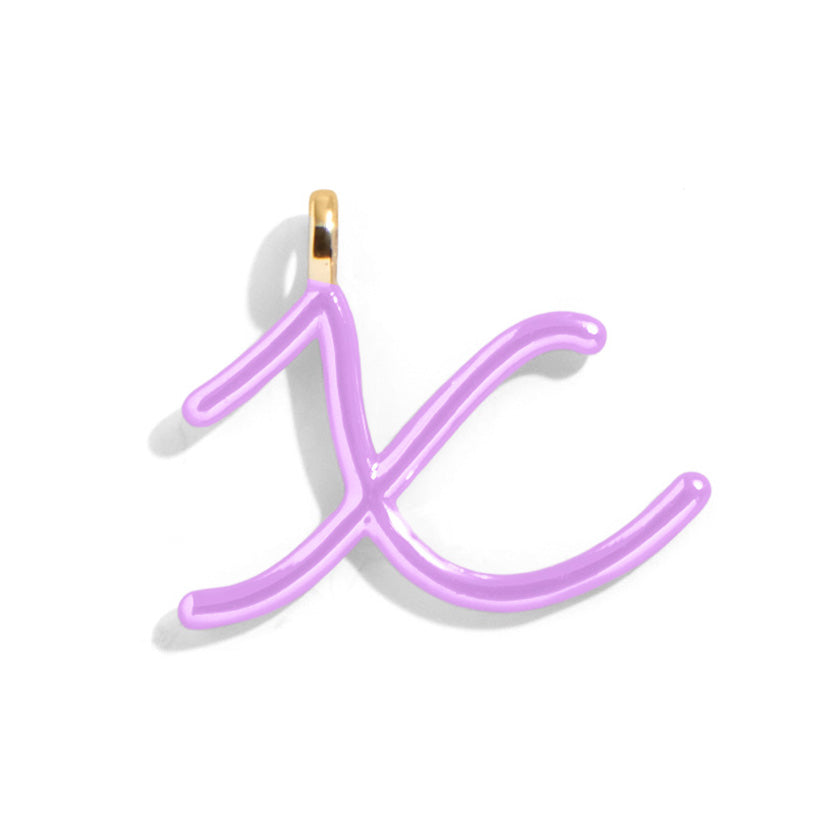 Custom Lilac Enamel Script Letter Charm - X-Blues Comming
