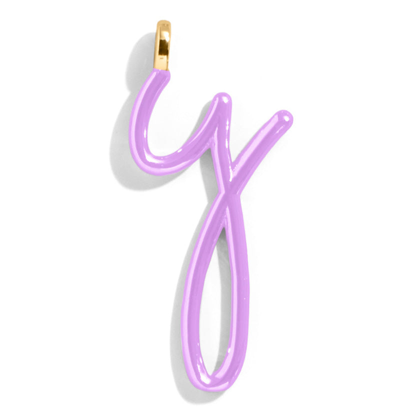 Custom Lilac Enamel Script Letter Charm - Y-Blues Comming