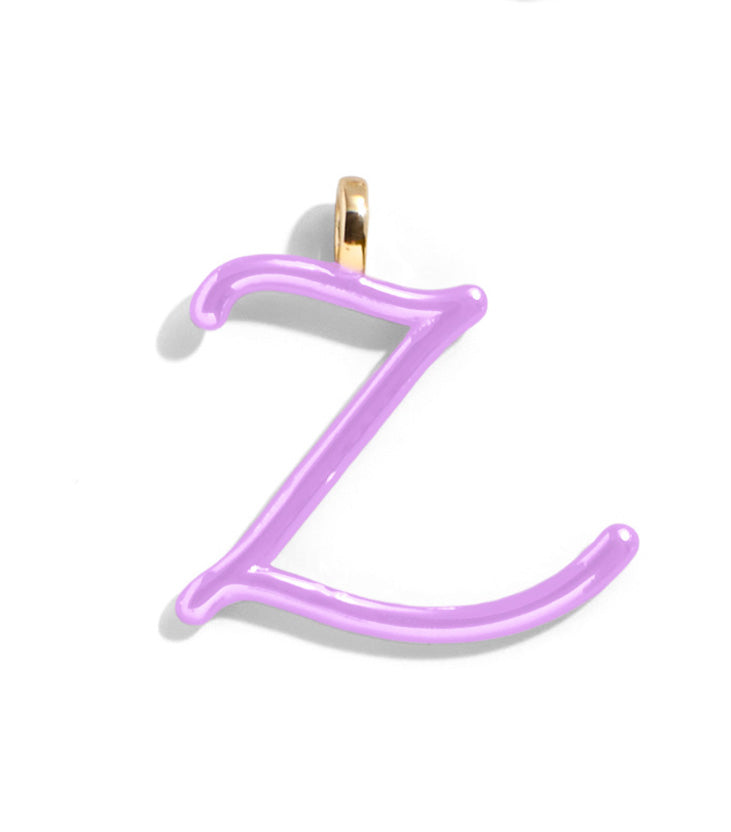 Custom Lilac Enamel Script Letter Charm - Z-Blues Comming