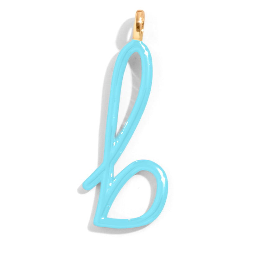 Custom Turquoise Enamel Script Letter Charm - B-Blues Comming
