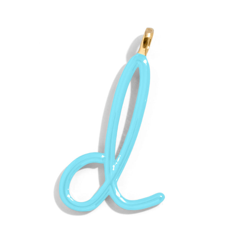 Custom Turquoise Enamel Script Letter Charm - D-Blues Comming