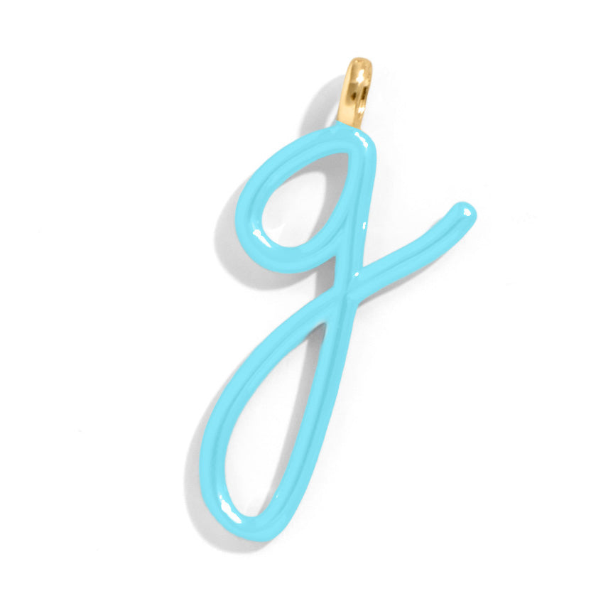 Custom Turquoise Enamel Script Letter Charm - G-Blues Comming