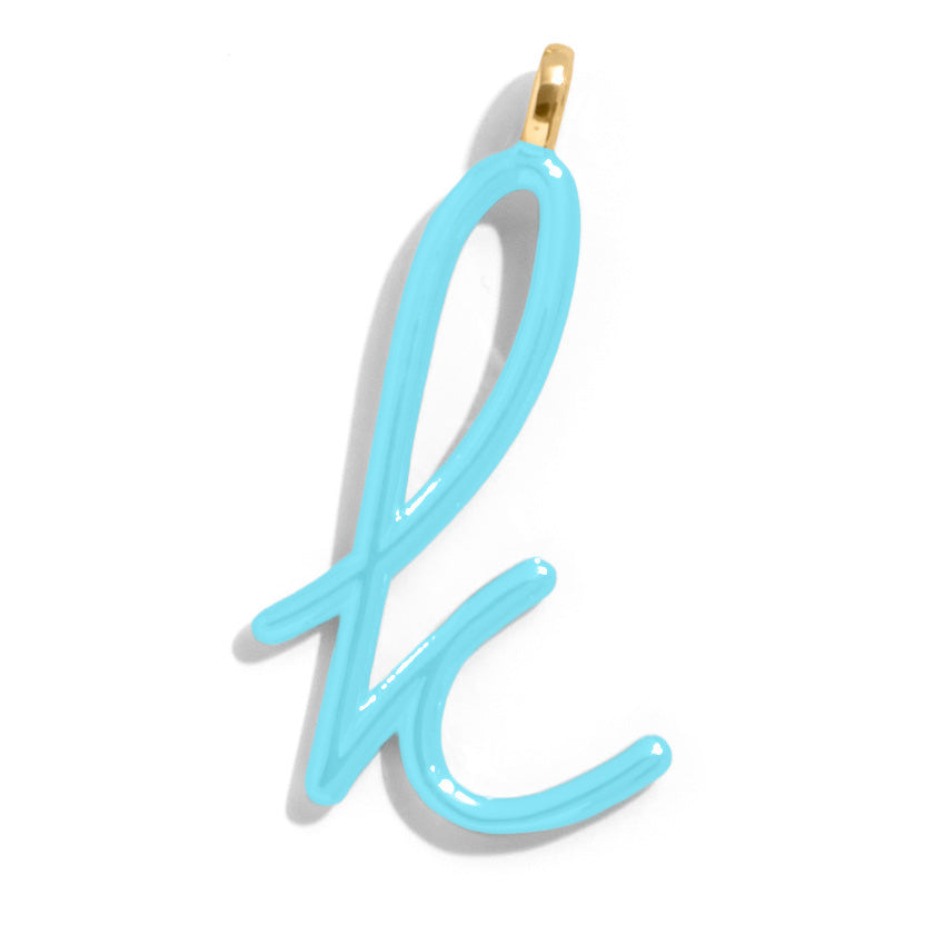 Custom Turquoise Enamel Script Letter Charm - K-Blues Comming