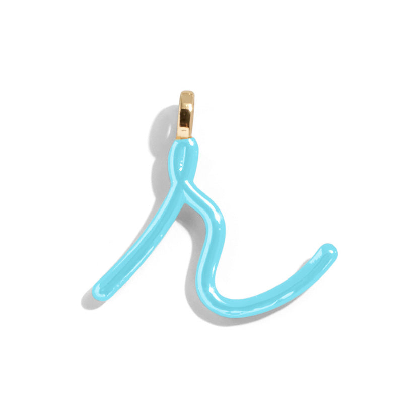 Custom Turquoise Enamel Script Letter Charm - R-Blues Comming