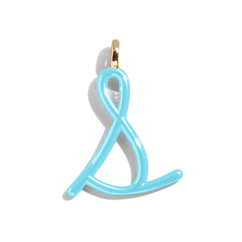 Custom Turquoise Enamel Script Letter Charm - S-Blues Comming