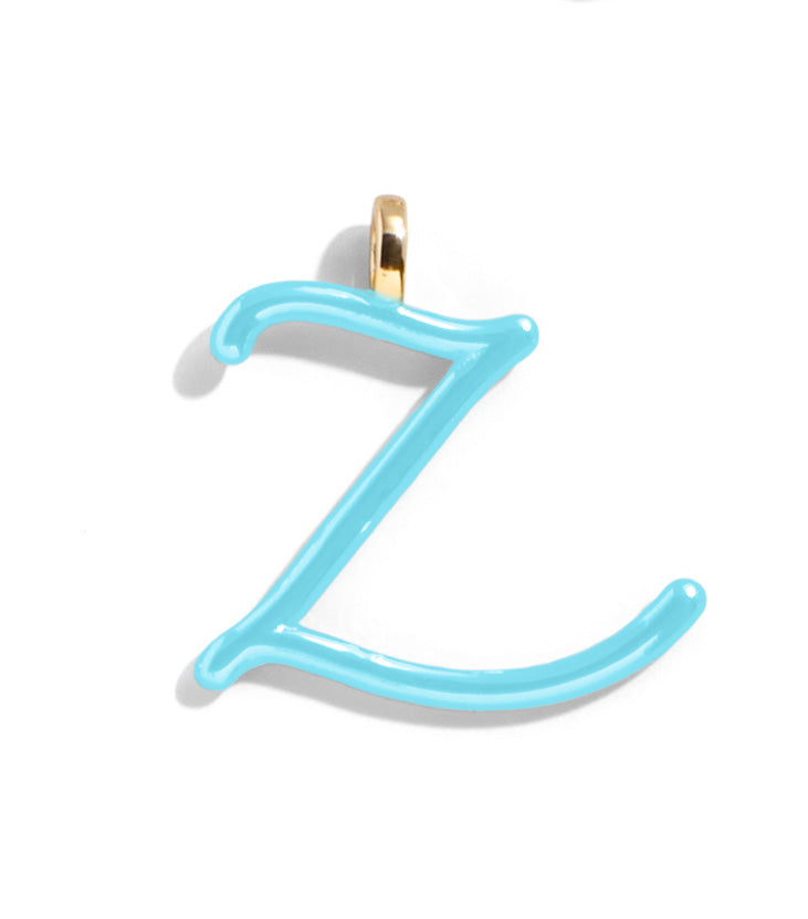 Custom Turquoise Enamel Script Letter Charm - Z-Blues Comming
