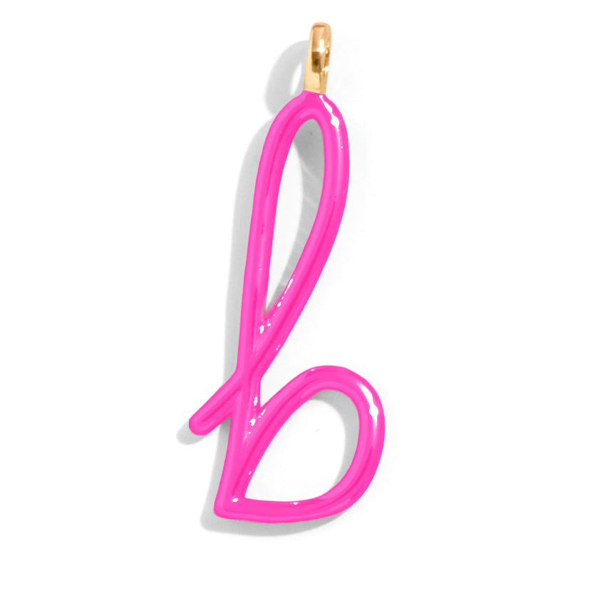 Custom Hot Pink Enamel Script Letter Charm - B-Blues Comming