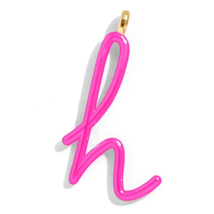 Custom Hot Pink Enamel Script Letter Charm - H-Blues Comming