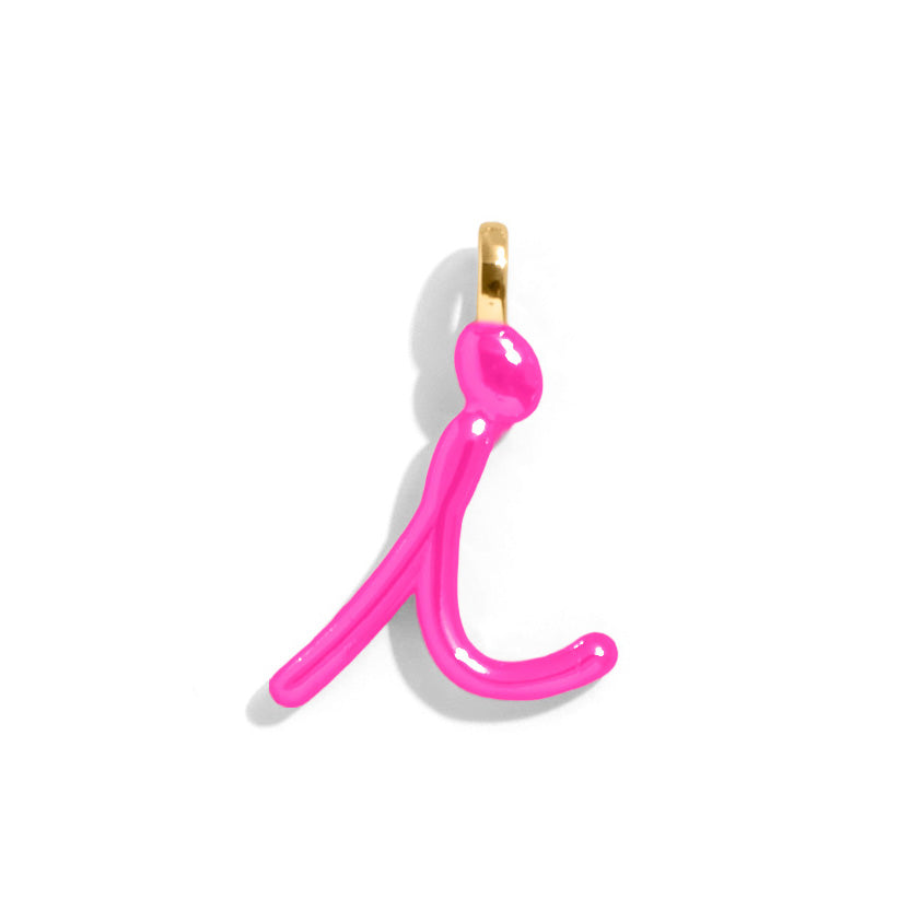Custom Hot Pink Enamel Script Letter Charm - I-Blues Comming