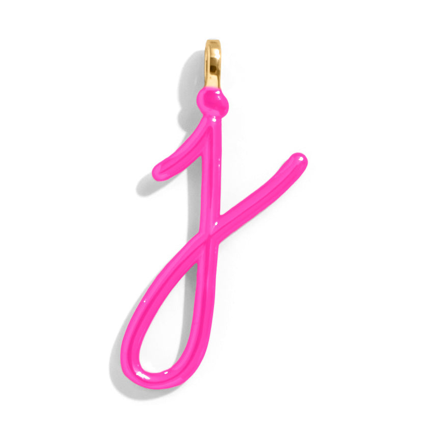 Custom Hot Pink Enamel Script Letter Charm - J-Blues Comming