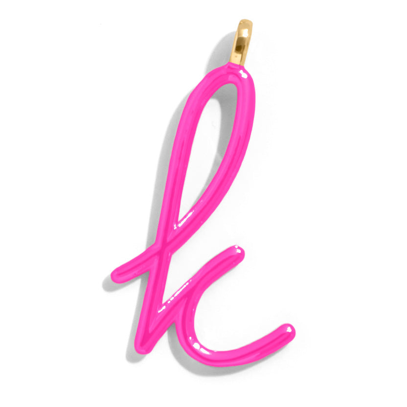 Custom Hot Pink Enamel Script Letter Charm - K-Blues Comming