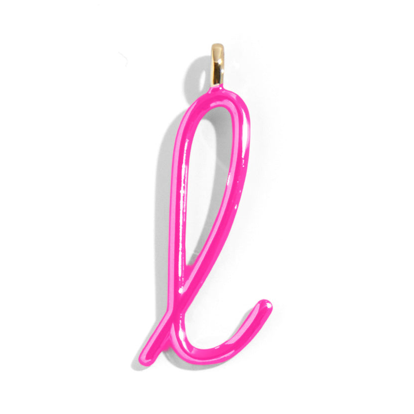 Custom Hot Pink Enamel Script Letter Charm - L-Blues Comming