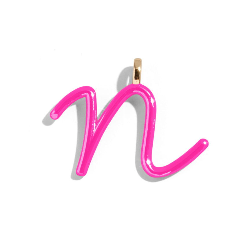 Custom Hot Pink Enamel Script Letter Charm - N-Blues Comming