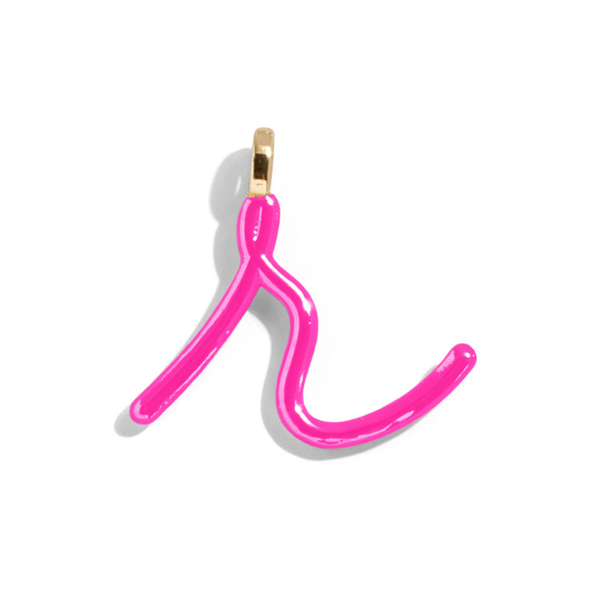 Custom Hot Pink Enamel Script Letter Charm - R-Blues Comming