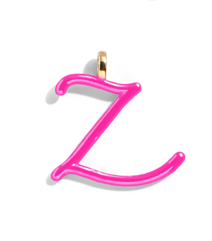 Custom Hot Pink Enamel Script Letter Charm - Z-Blues Comming