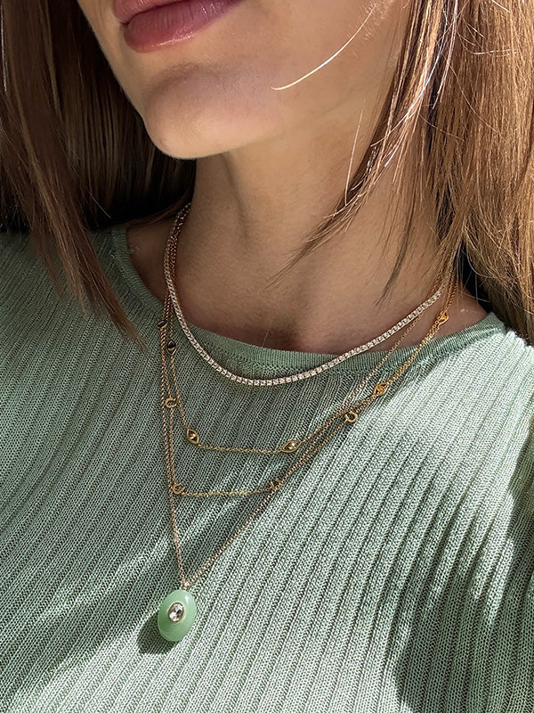 Aura Semi-Precious Pendant Necklace - Green-Blues Comming