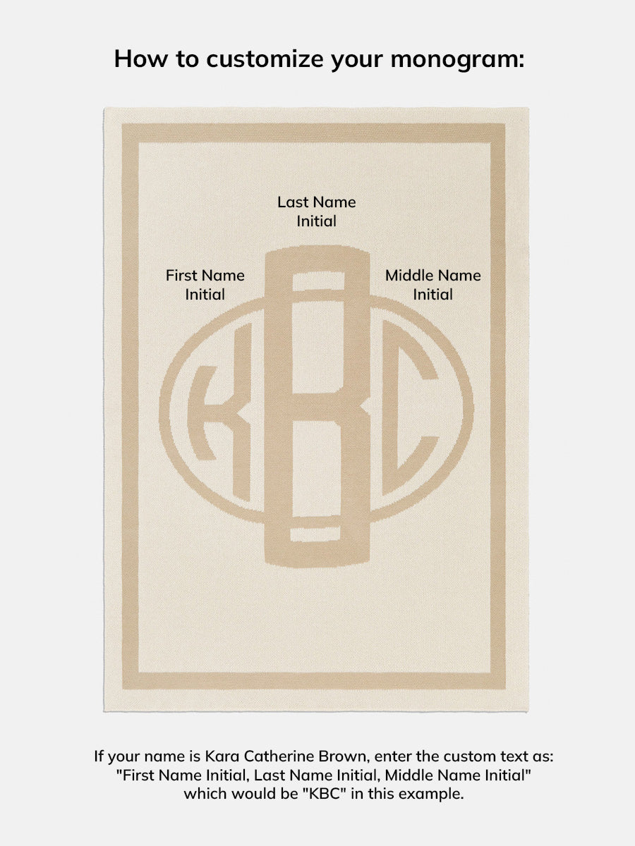 Monogram Custom Blanket - Natural / Beige-Blues Comming