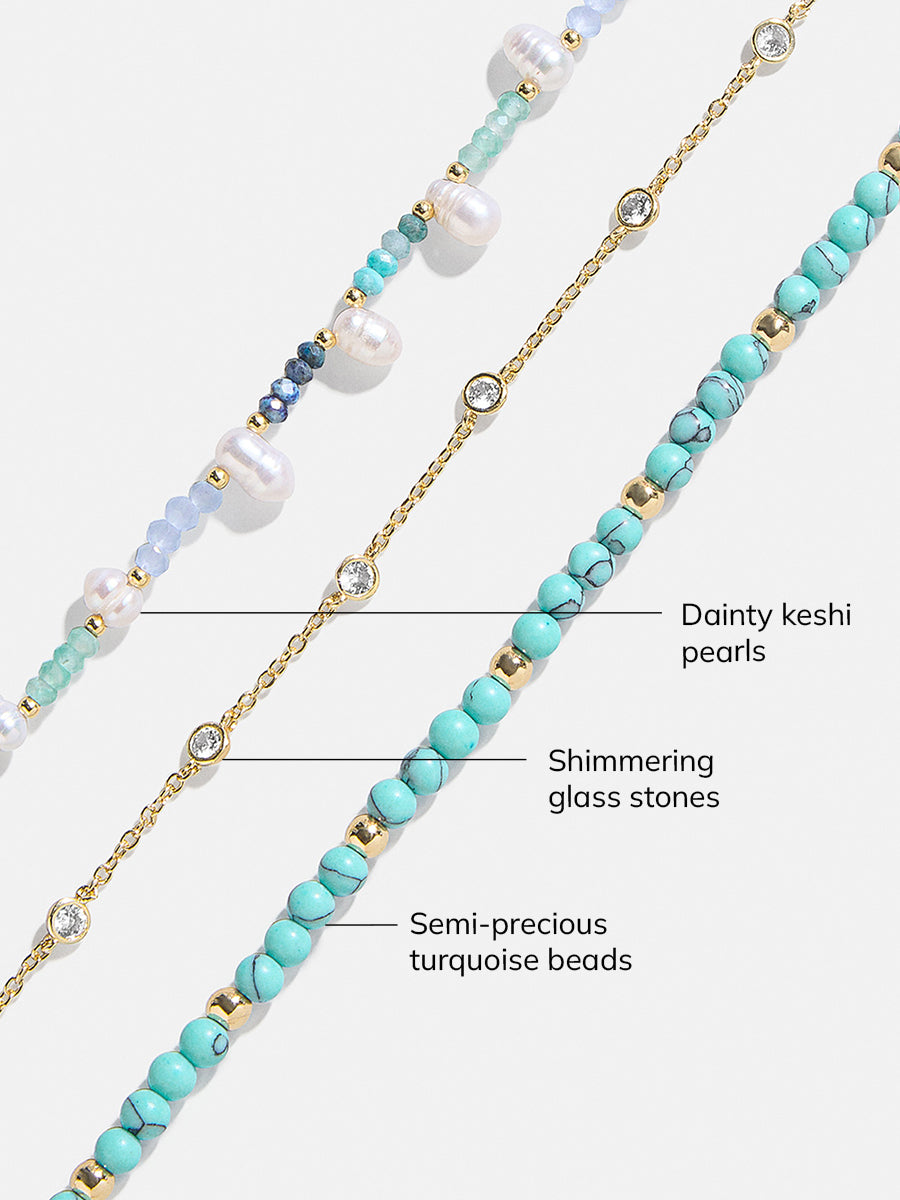 Rowan Semi-Precious Layered Necklace - Gold/Blue