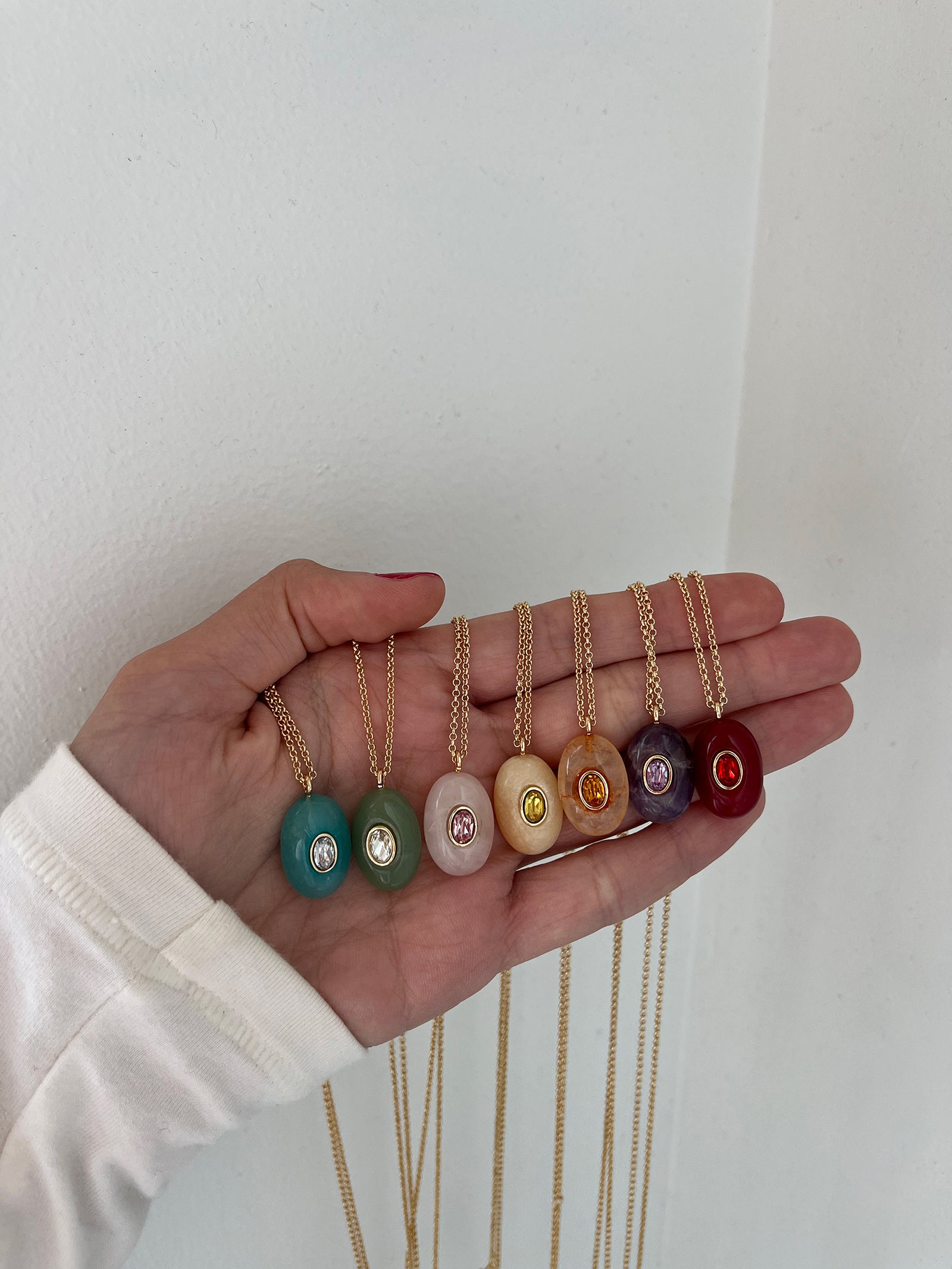 Aura Semi-Precious Pendant Necklace - Light Blue-Blues Comming