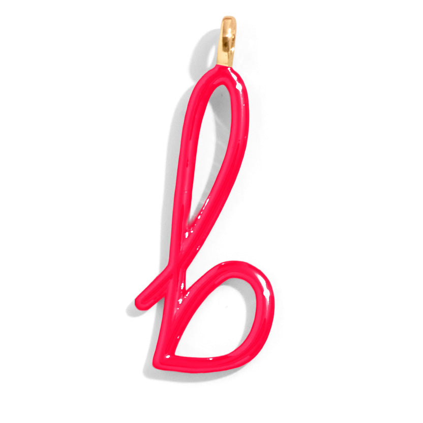 Custom Cherry Red Enamel Script Letter Charm - B-Blues Comming
