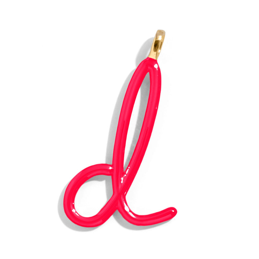 Custom Cherry Red Enamel Script Letter Charm - D-Blues Comming