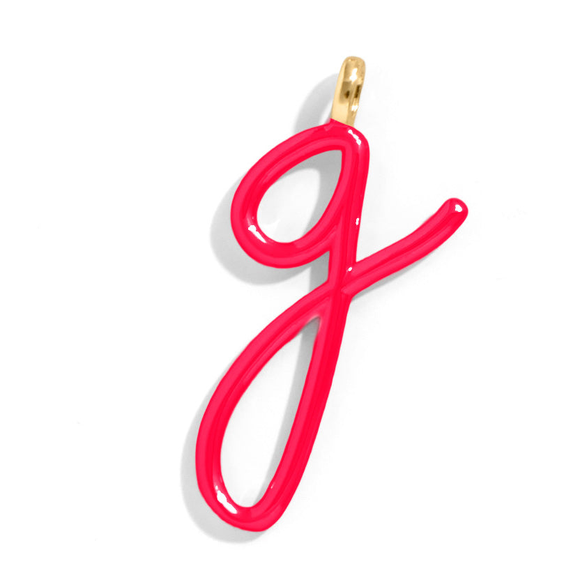 Custom Cherry Red Enamel Script Letter Charm - G-Blues Comming