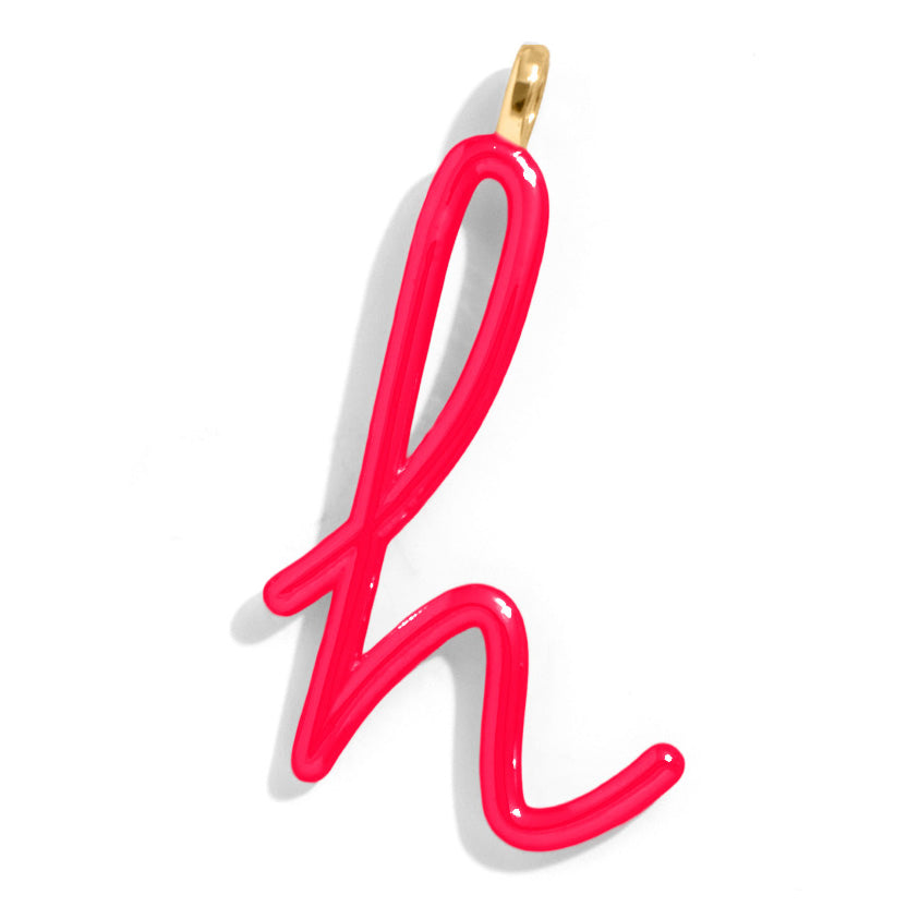 Custom Cherry Red Enamel Script Letter Charm - H-Blues Comming