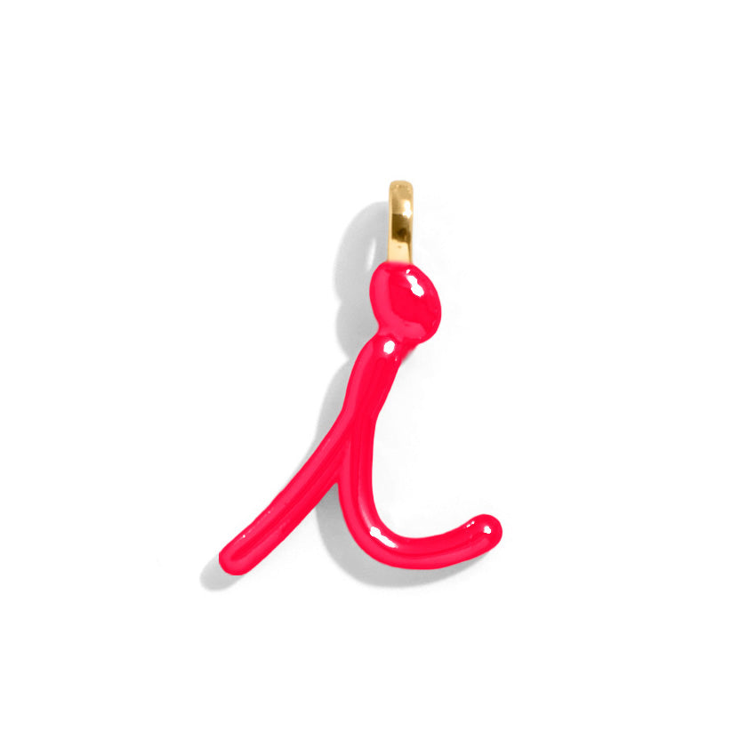 Custom Cherry Red Enamel Script Letter Charm - I-Blues Comming