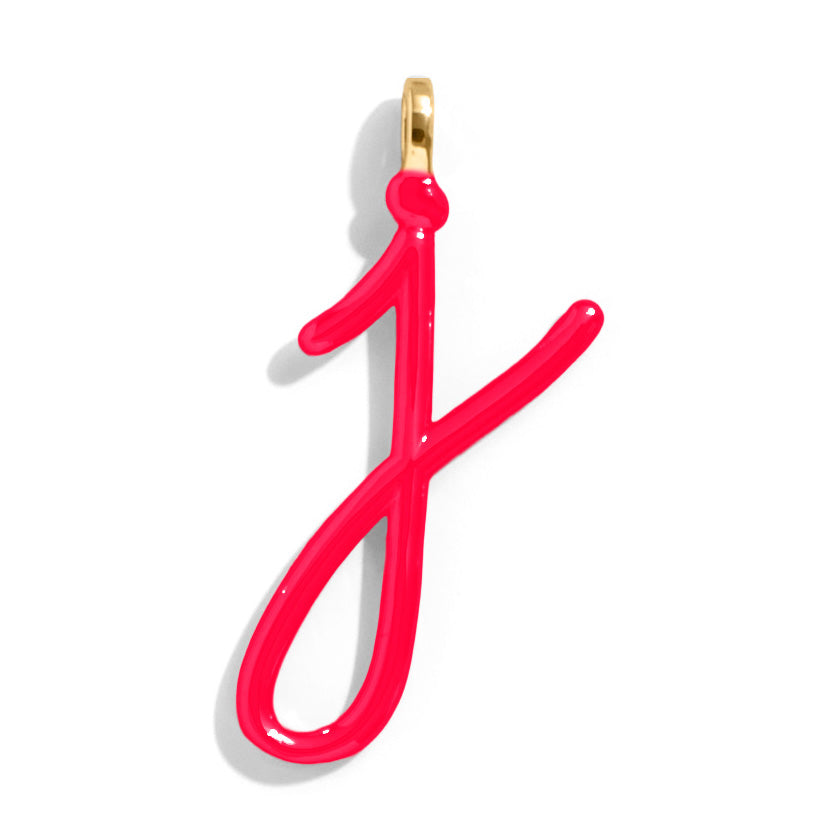 Custom Cherry Red Enamel Script Letter Charm - J-Blues Comming