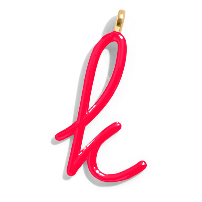 Custom Cherry Red Enamel Script Letter Charm - K-Blues Comming