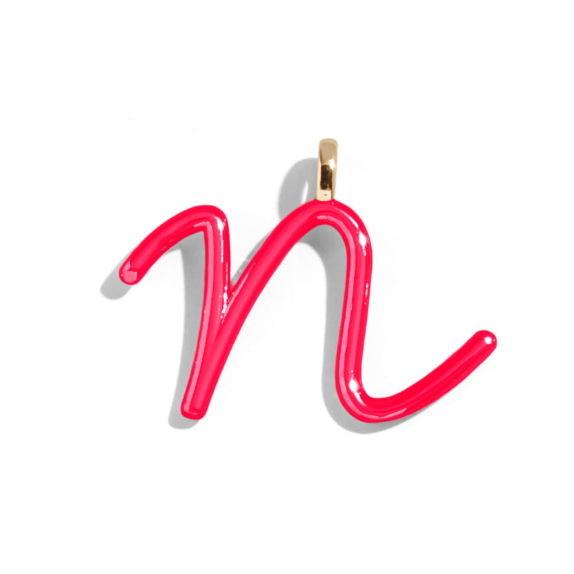Custom Cherry Red Enamel Script Letter Charm - N-Blues Comming
