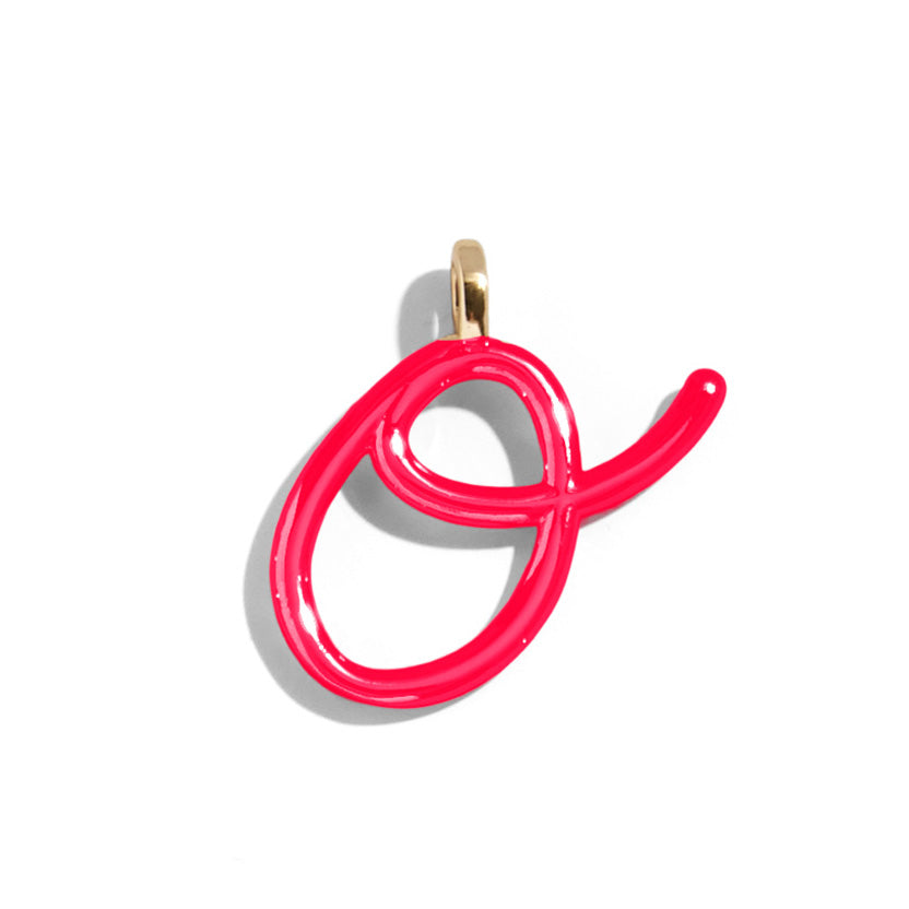 Custom Cherry Red Enamel Script Letter Charm - O-Blues Comming