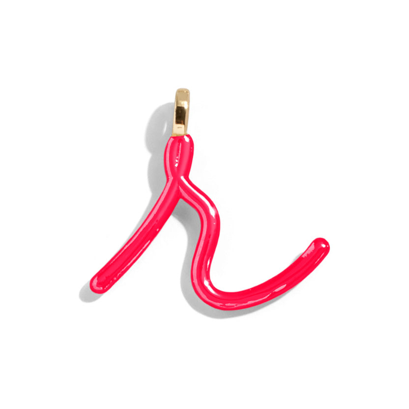 Custom Cherry Red Enamel Script Letter Charm - R-Blues Comming
